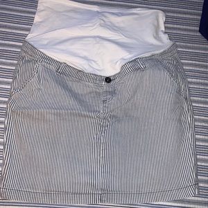 Pinstriped maternity denim skirt